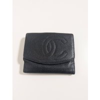 CHANELWホック財布キャビアスキン647