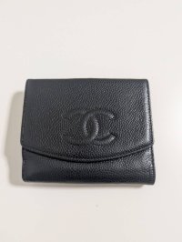 CHANELWホック財布キャビアスキン648