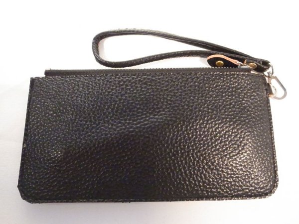 画像2: ストラップ付き長財布 ブラック 131 (2)