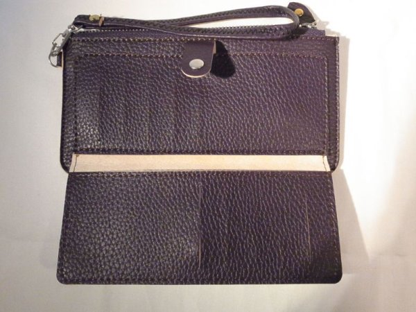 画像4: ストラップ付き長財布 ダークブラウン 386 (4)